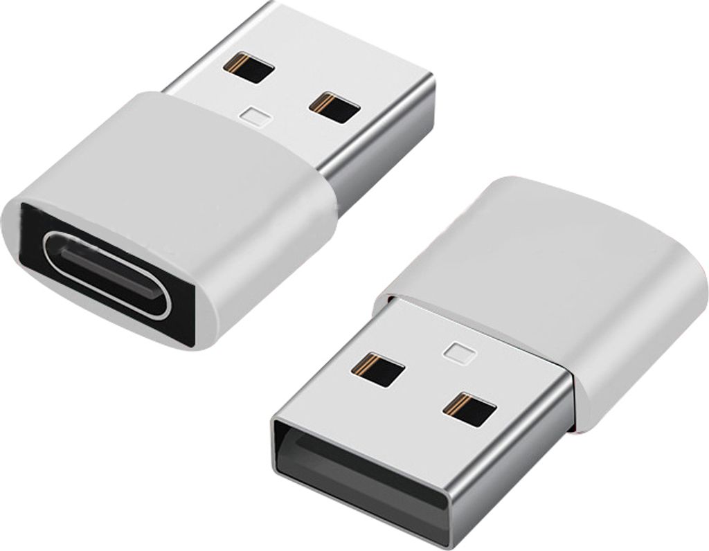 INF 2er-Pack USB-C-auf-USB-Adapter für Datenübertragung und Aufladen Silber