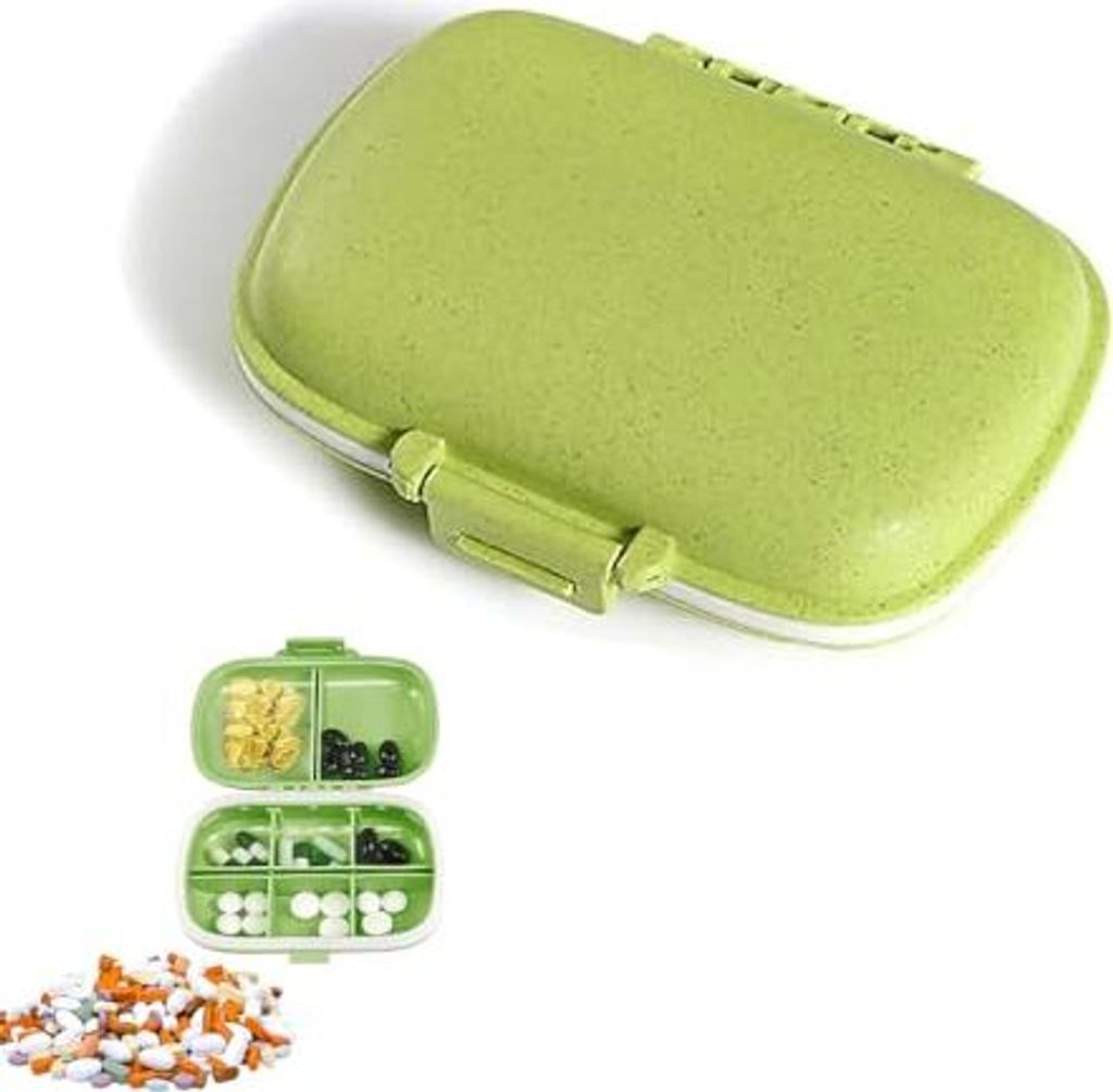 1 Stück Mini Tablettenbox Tag,8 Fächer klein Pillendose,tragbare Reise Pillen Organizer,Pillenbox für Unterwegs,BPA-freie Medikamentenbox Vitamin