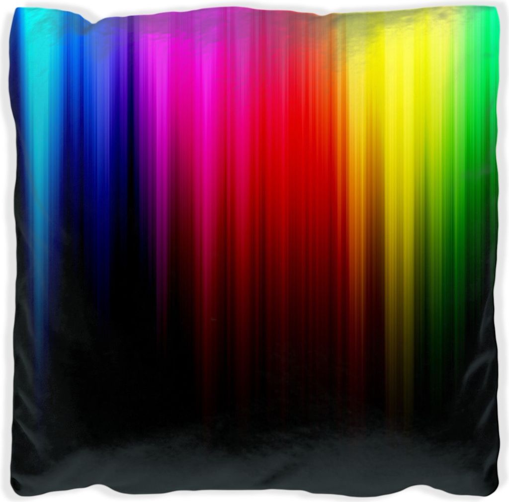 Wallario Premium Kissen, weiche Oberfläche, mit Motiv Bunte Regenbogenstreifen auf Schwarz, Größe: 60 x 60 cm, mit weißer Rückseite