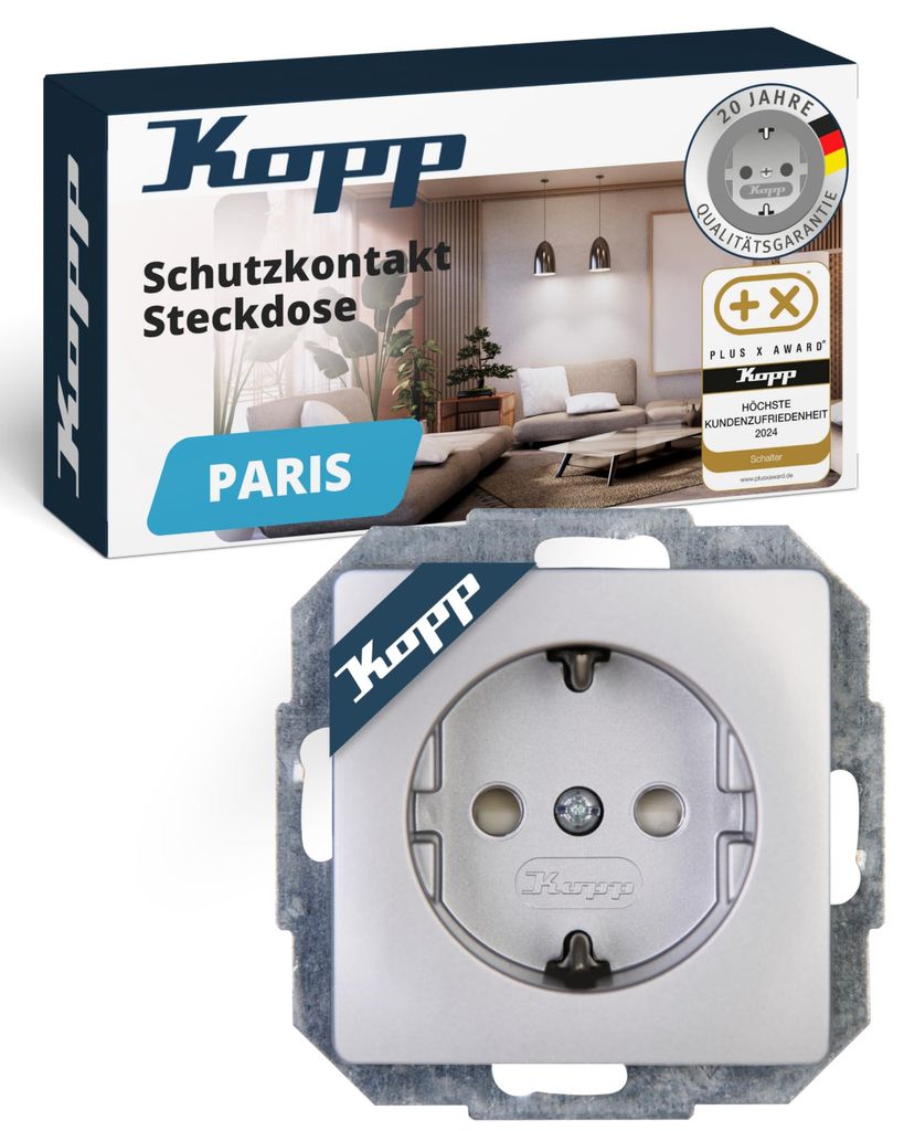 Kopp PARIS Schutzkontaktsteckdose 1-fach Unterputz 16A Produktbild 