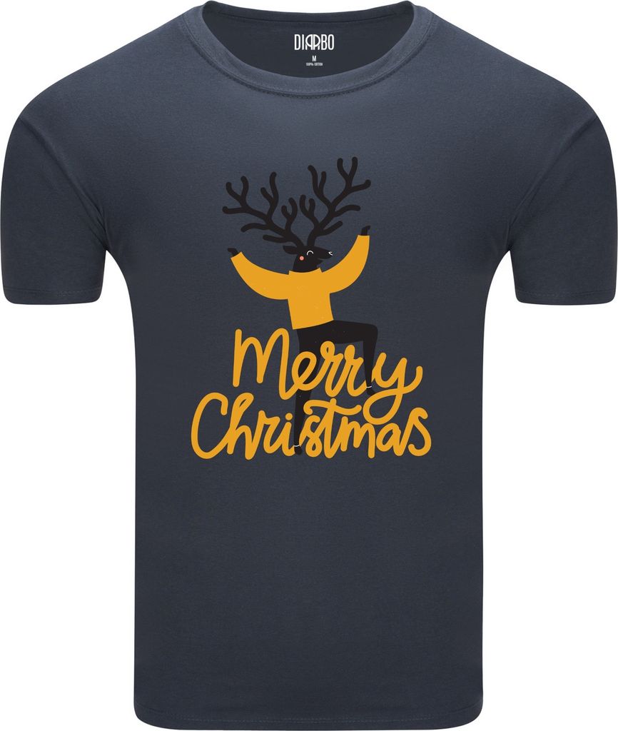 Diarbo Herren Weihnachts-T-Shirt Weihnachtsgeschenk Weihnachtshirsch Dunkelgrau Gr.L