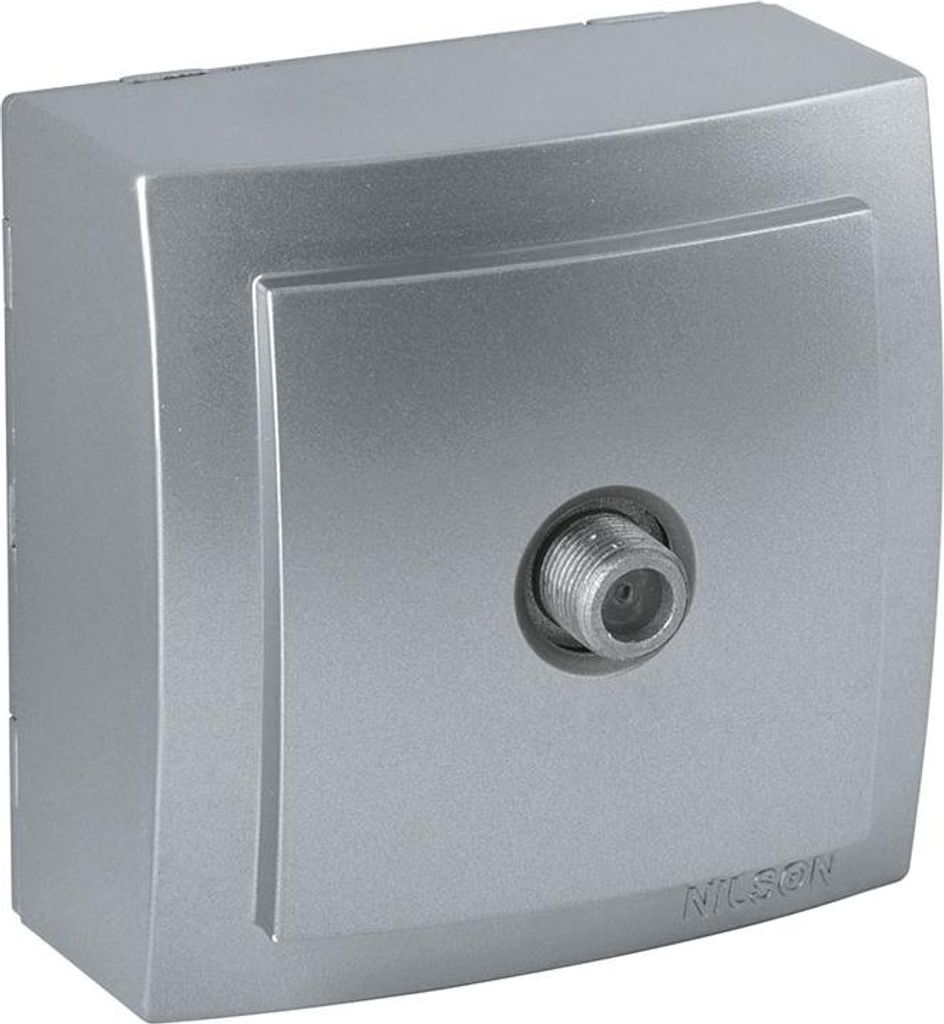 SAT-Dose Durchgangsdose Silber Aluminium-Optik – Aufputz IP20 Innen – Themis