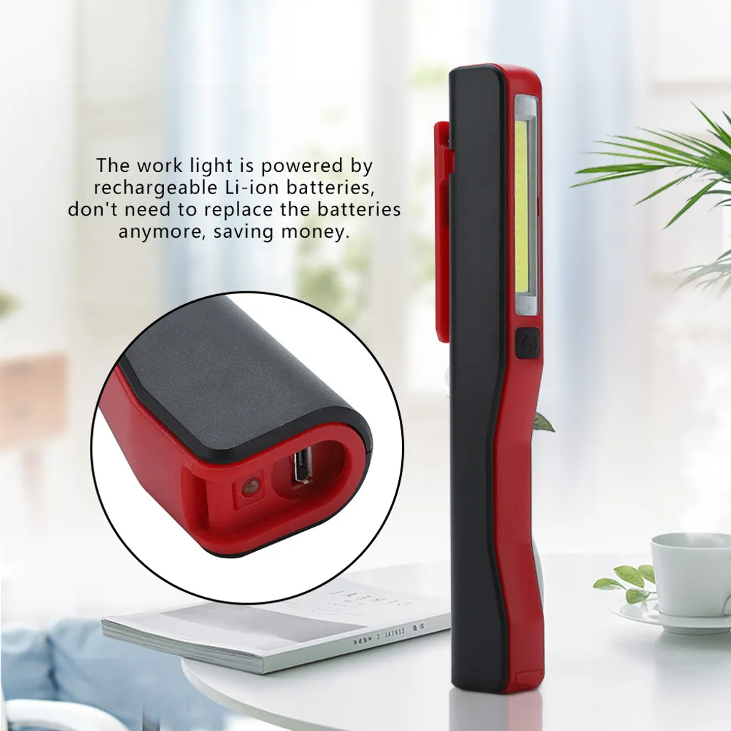 Torcia LED COB Tascabile di Emergenza - Luce da Lavoro Clip per Auto