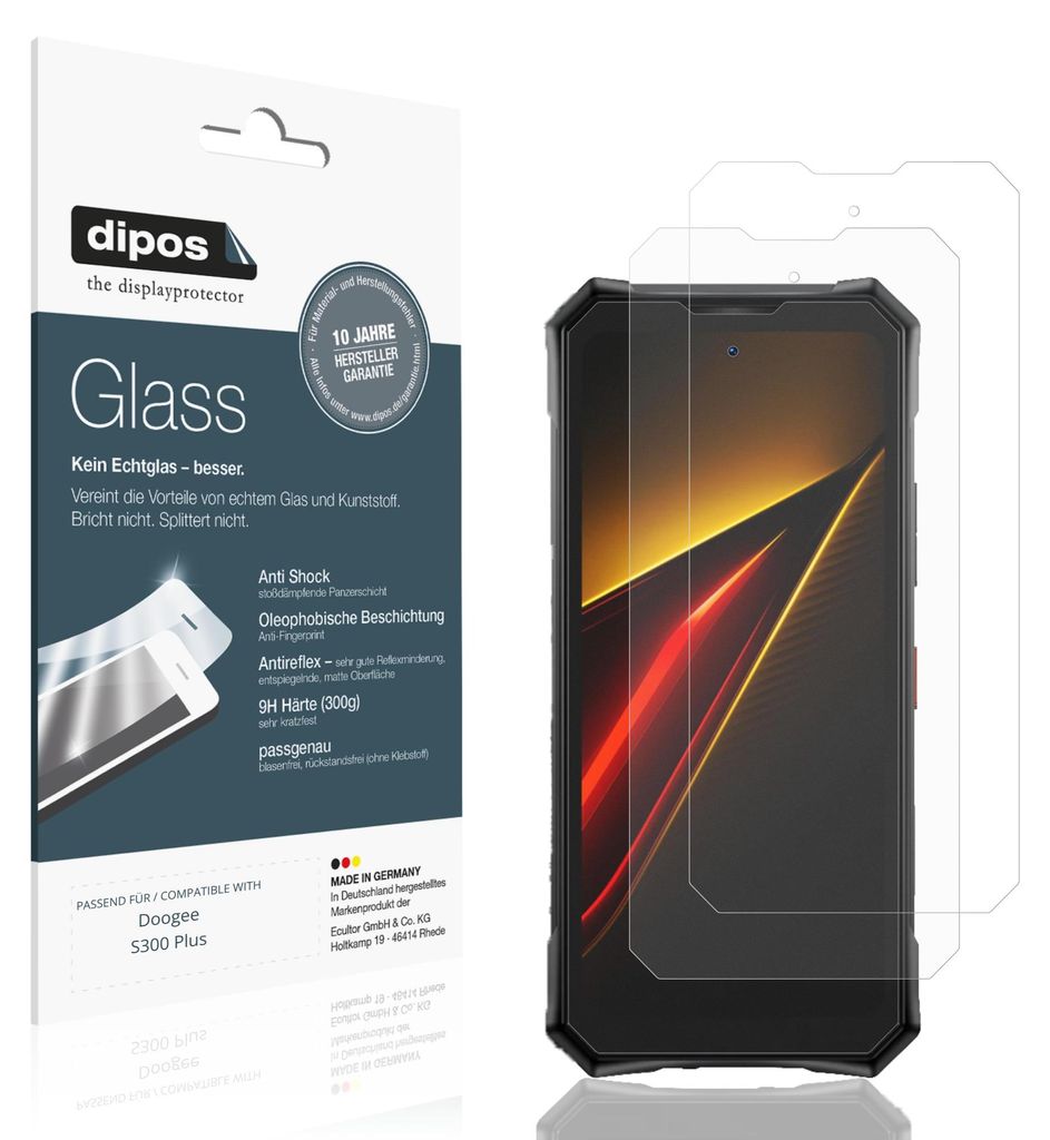 2x Schutzfolie für Doogee S300 Plus matt - Anti-Shock 9H Folie dipos Glass Kunststoffglas