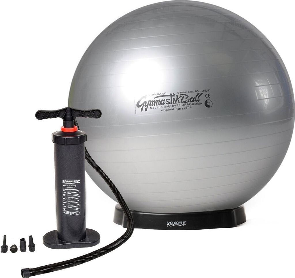 Original Pezziball STANDARD m. Standpumpe und Ballschale - silber