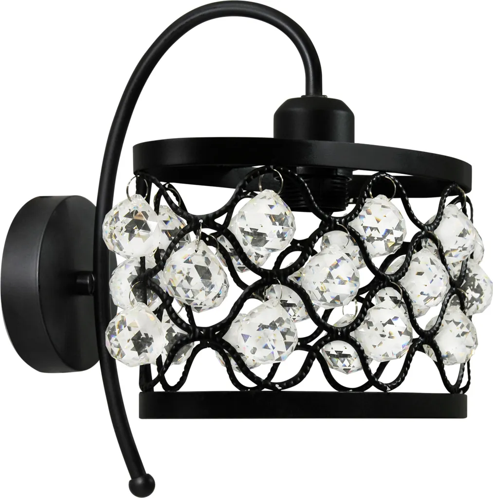 Applique murale VEJLE noire Polux 1xE27 20W cristal 27,5 x 24 x 24 cm IP20