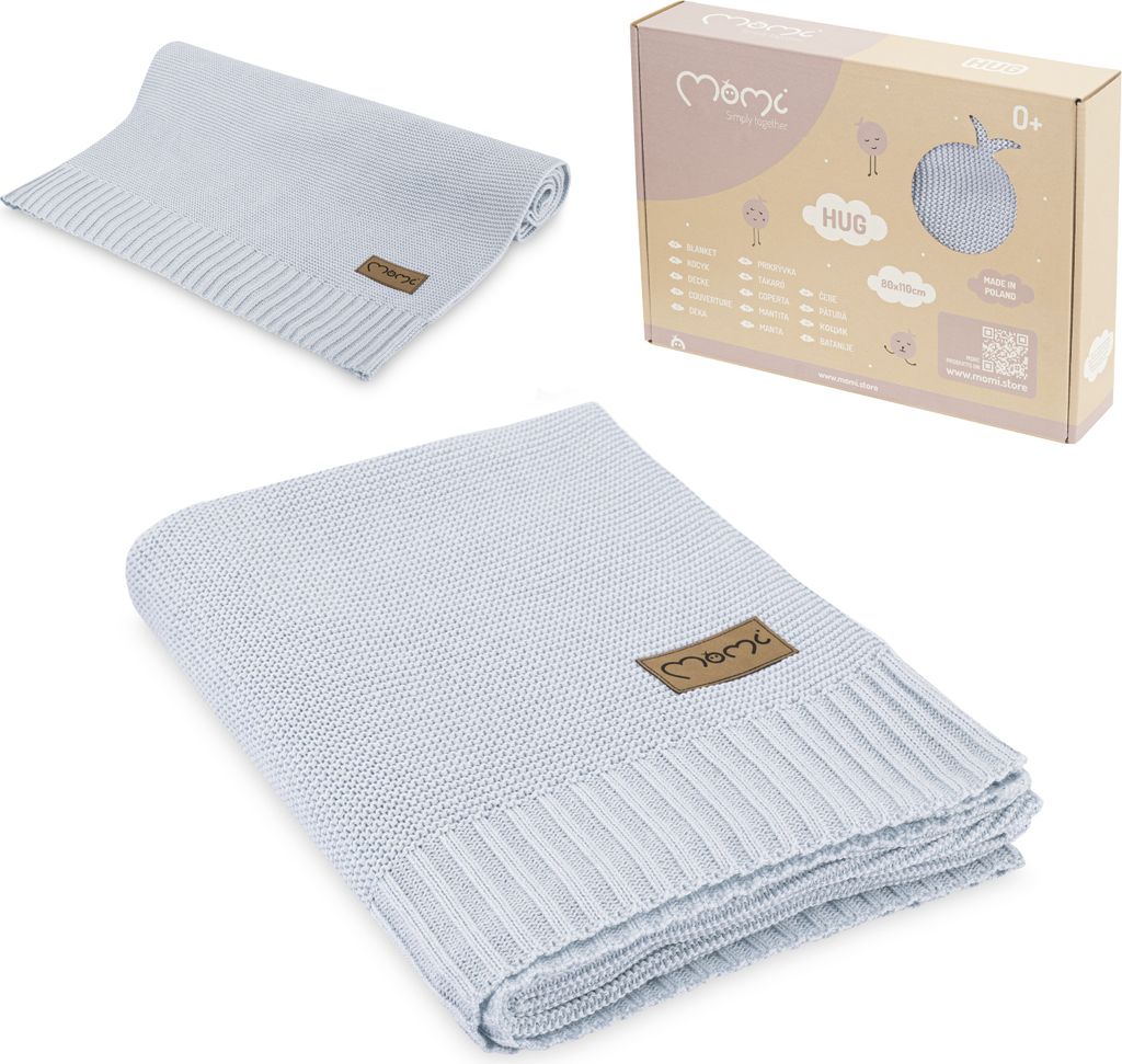MoMi HUG – Babydecke aus Bambus & Baumwolle, , weich, atmungsaktiv & temperaturregulierend, 110x80 cm, hergestellt in Europa – Grau