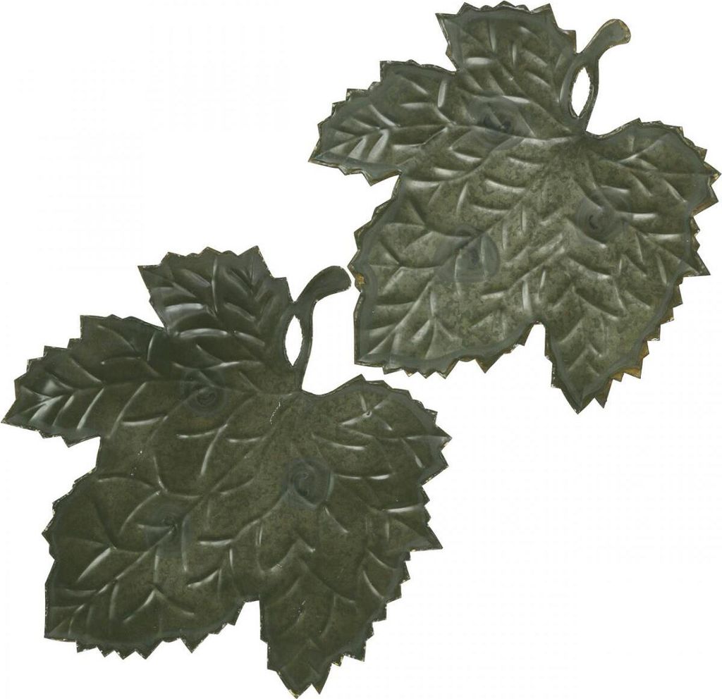 Herbstlaub Metallschalen Deko-Set Anthrazit - Tischdeko Schalen Blattform - Dekotablett Metall - Herbstdeko Blattschale - 2 Größen Ø33/40cm