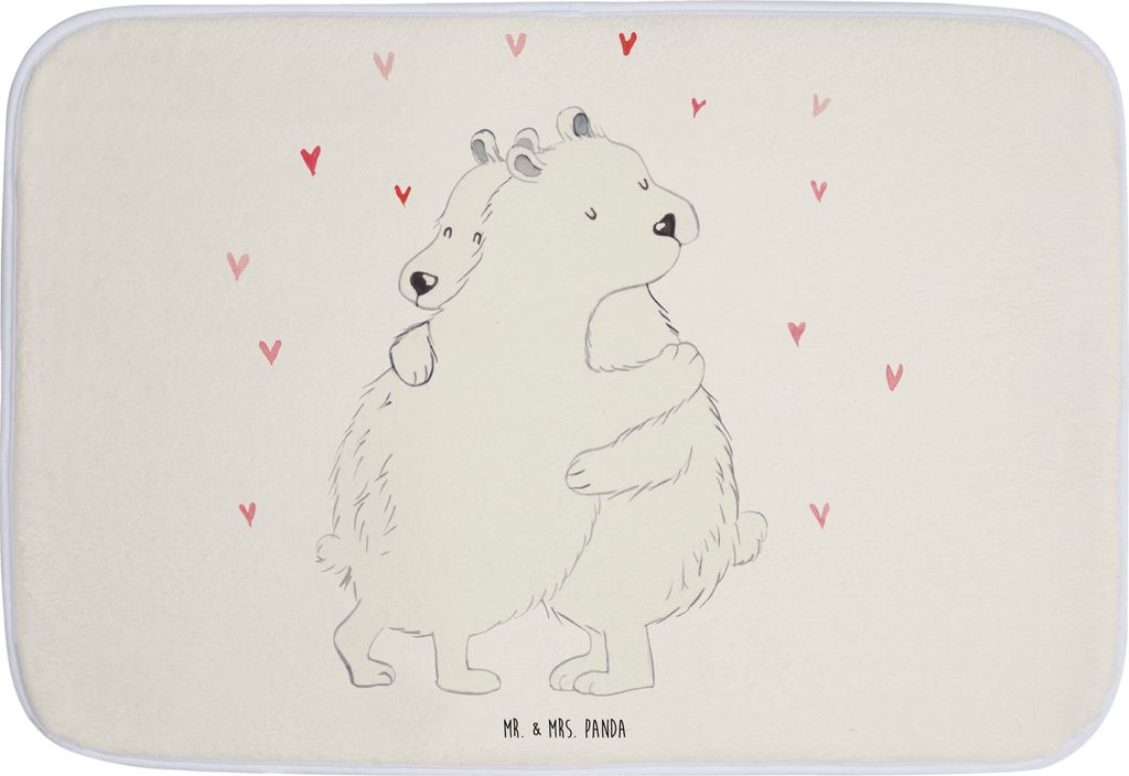 Mr. & Mrs. Panda Badteppich Eisbär Umarmen - Weiß - Geschenk, Gute Laune, Badematte, bad läufer, Duschvorleger, Badezimmerteppich, Badvorleger