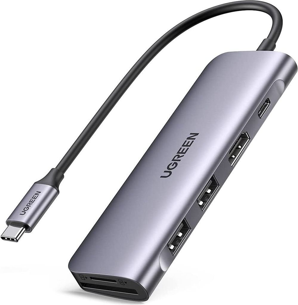 UGREEN 6-in-1 USB C PD-Adapter 6 Port USB-Kombi-Hub Grau (70411)