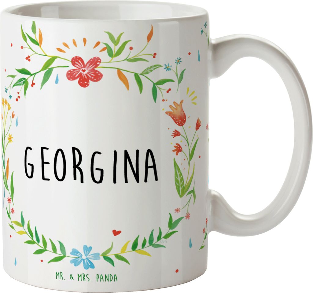 Mr. & Mrs. Panda Becher Georgina - Geschenk, Pott, Tasse, Kaffeetasse, Kaffeebecher, Bedruckte, Teetasse