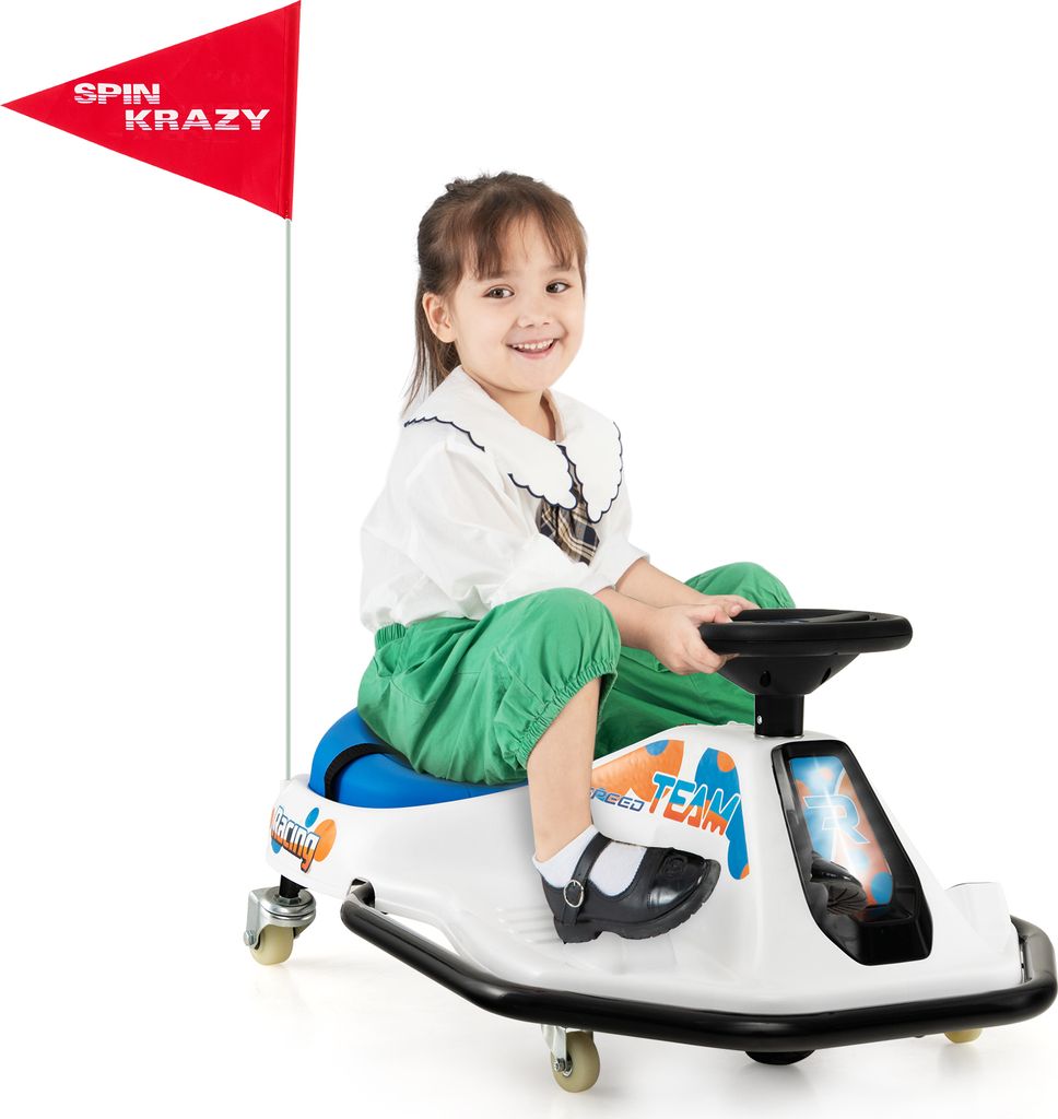 GOPLUS 24V Elektro Gokart mit 200W bürstenlosem Motor, Radio & Musik, Sanfter Start, Elektroauto 9–15 km/h ab 3 Jahren