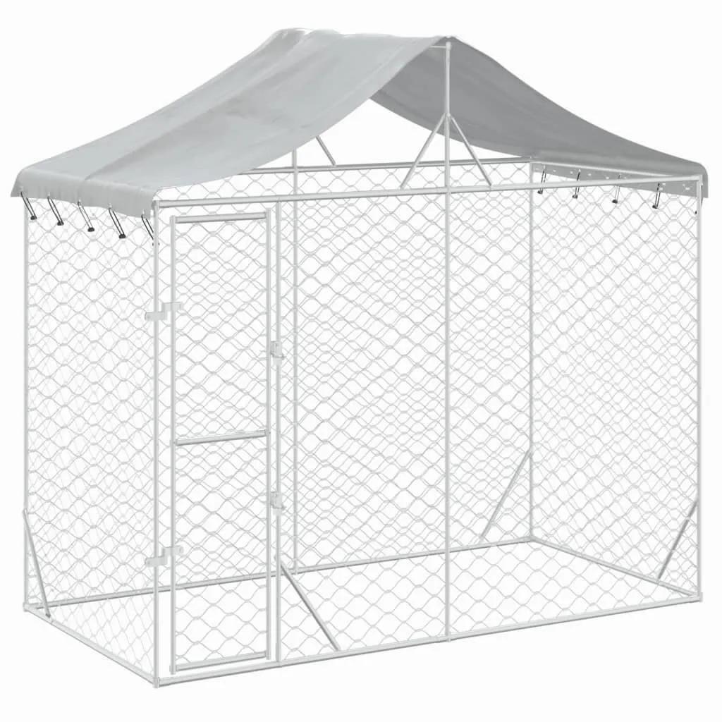 Grand chenil en acier galvanisé 3m avec toit pare-soleil argenté XXL