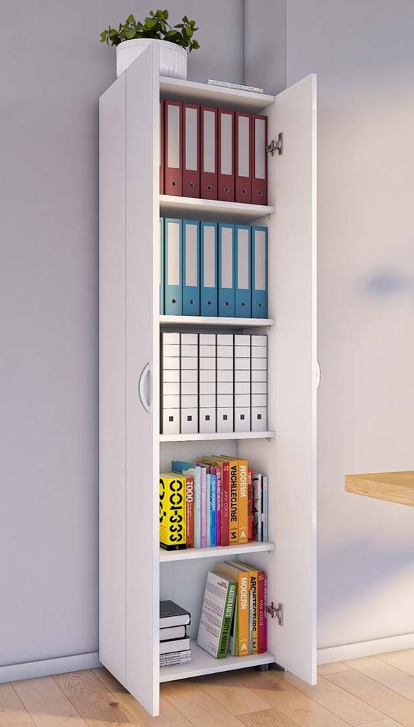 VCM Büroschrank mit 5 Fächern | moderner Aktenschrank mit Drehtüren | Maße ca. H. 178 x B. 49 x T. 34 cm – Ulas 5-Fach