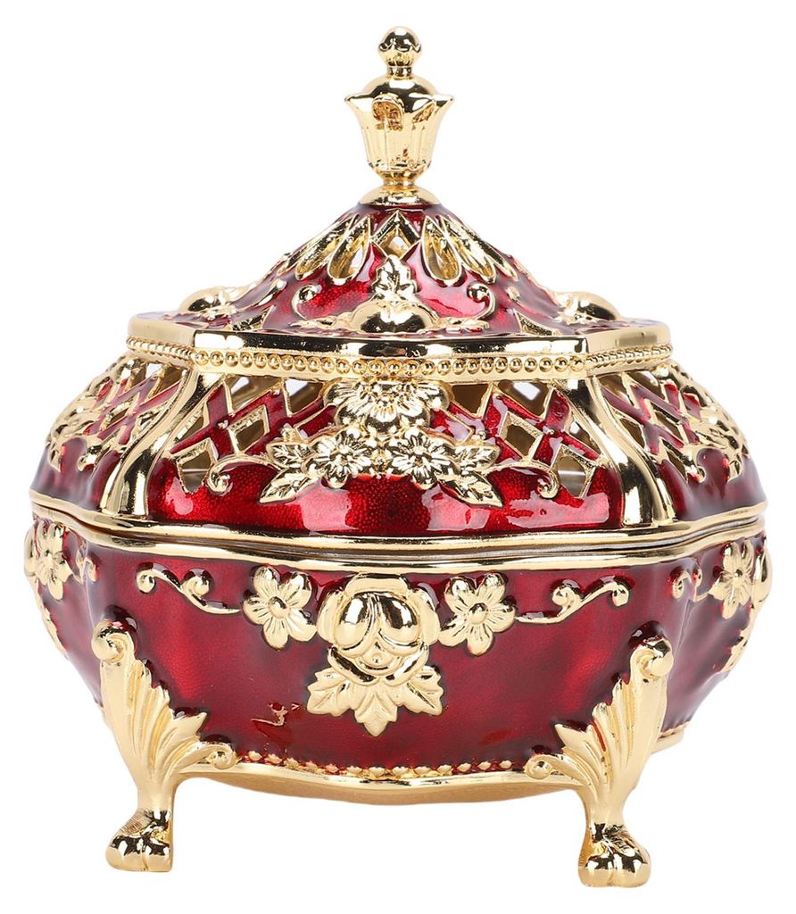 Kegelförmiger Räucherstäbchenhalter mit Deckel im europäischen Vintage-Stil, aus Metalllegierung, verziert mit kunstvollen Schnitzereien, für ...