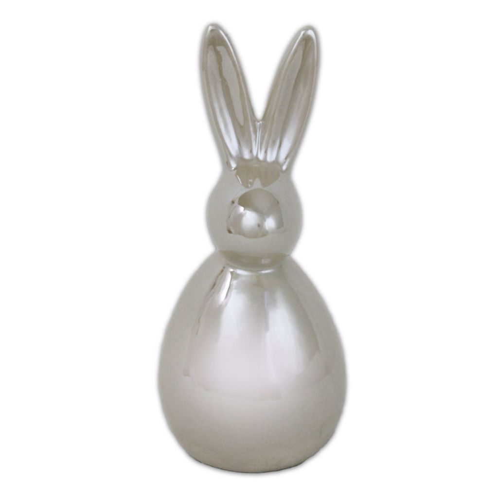 Hase Porzellan creme weiß glänzend Osterdekoration Ostern 6x6x14cm