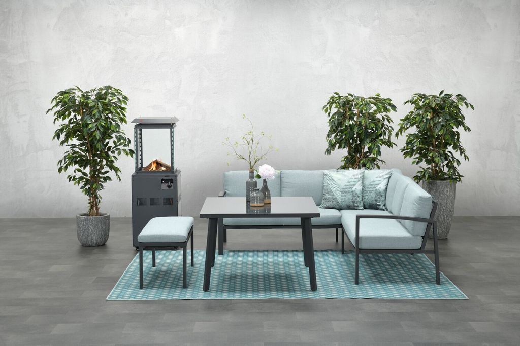 Garden Impressions Dining-Ecklounge "Baltimore" inkl. Ecksofa, Bank und Tisch grau / mint