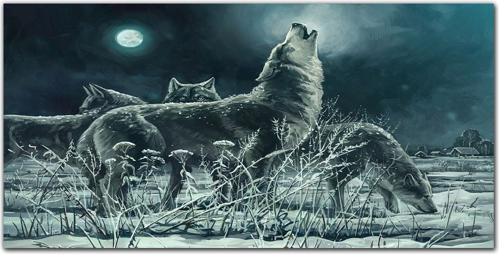 Coloray Küchenrückwand 100x50 Spritzschutz aus Glas - Malerei Tiere Wölfe