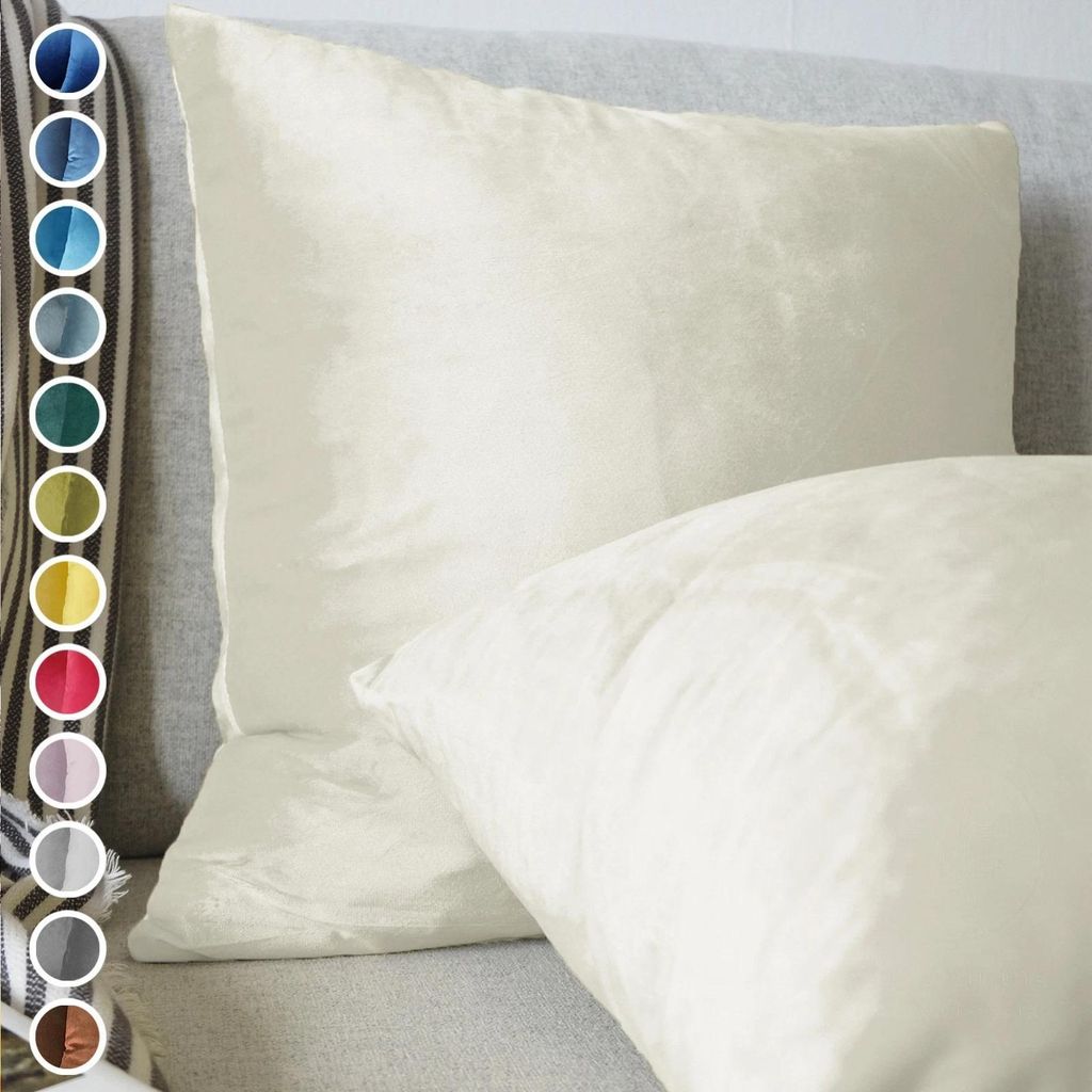 Lionmood Premium Samt Kissenbezug Creme 45x45cm -1er- Velvet Kissenhülle mit Reißverschluss - Modernes Design, Weich, Einfarbig für Sofa