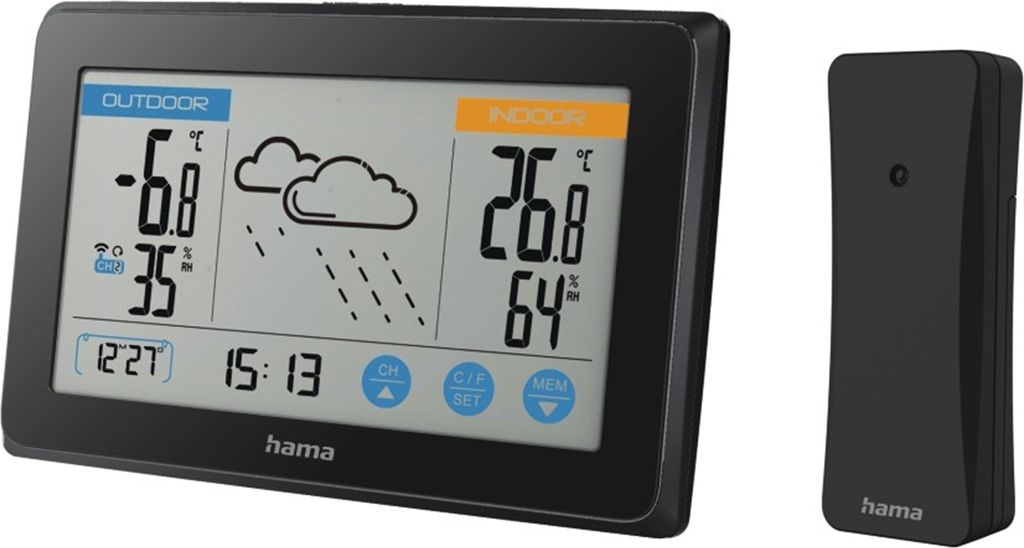 Hama Wetterstation Touch, DCF, Schwarz Produktbild 