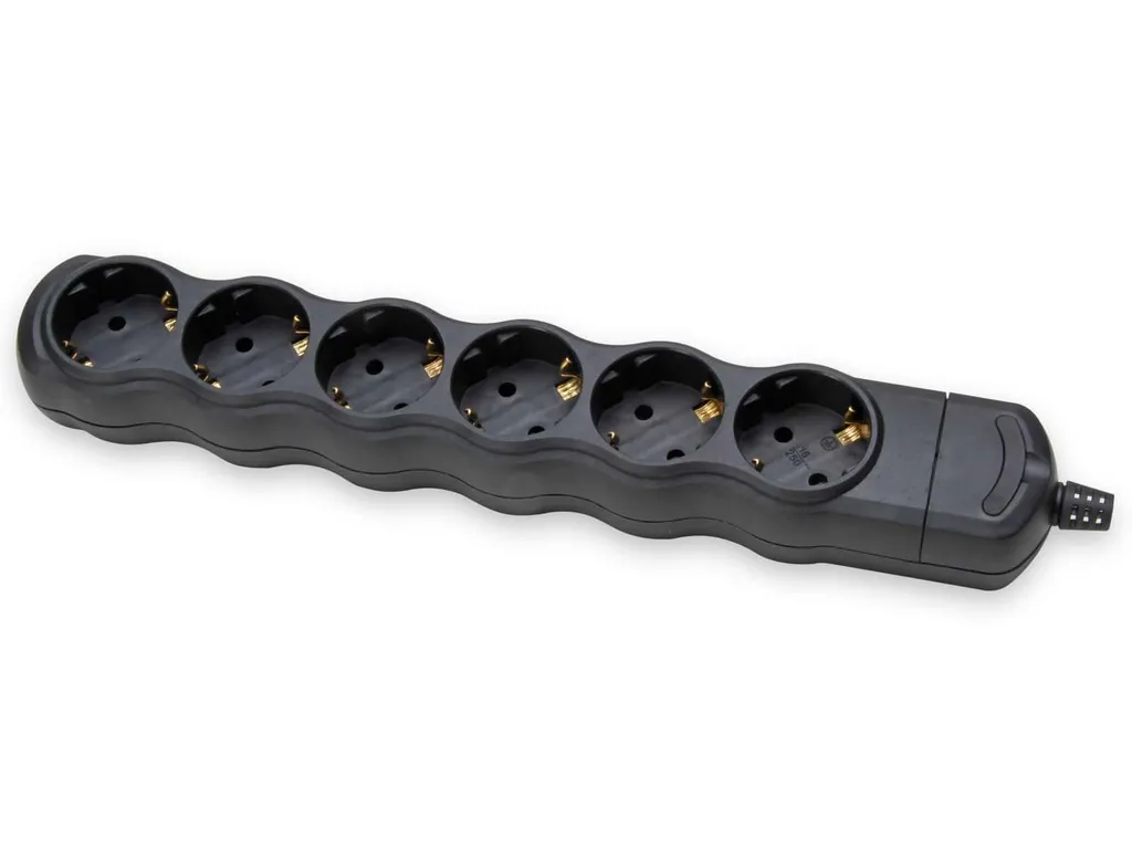 KOPP Bloc multiprise 6x noir sans câble d'alimentation 230V