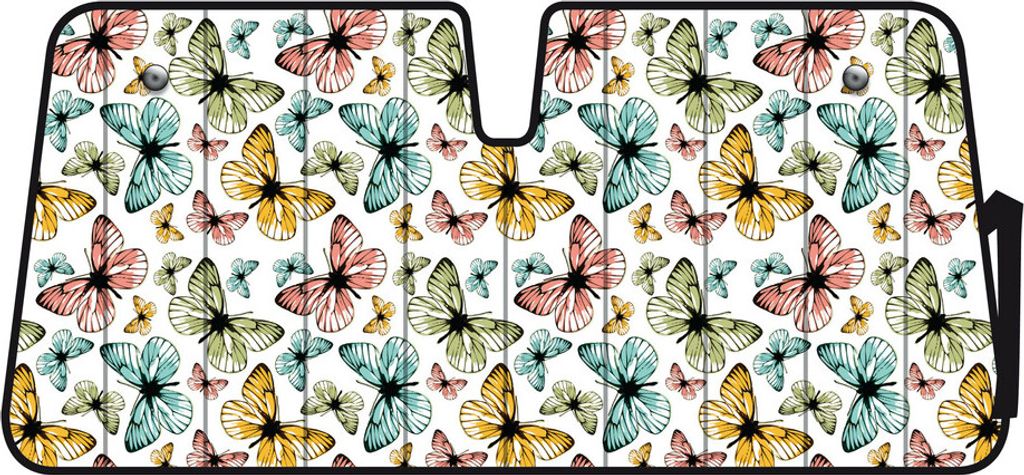 Schmetterlings-Sonnenschutz Thermoschutzscheibe 68x147 cm Doppelblase Saugnäpfe