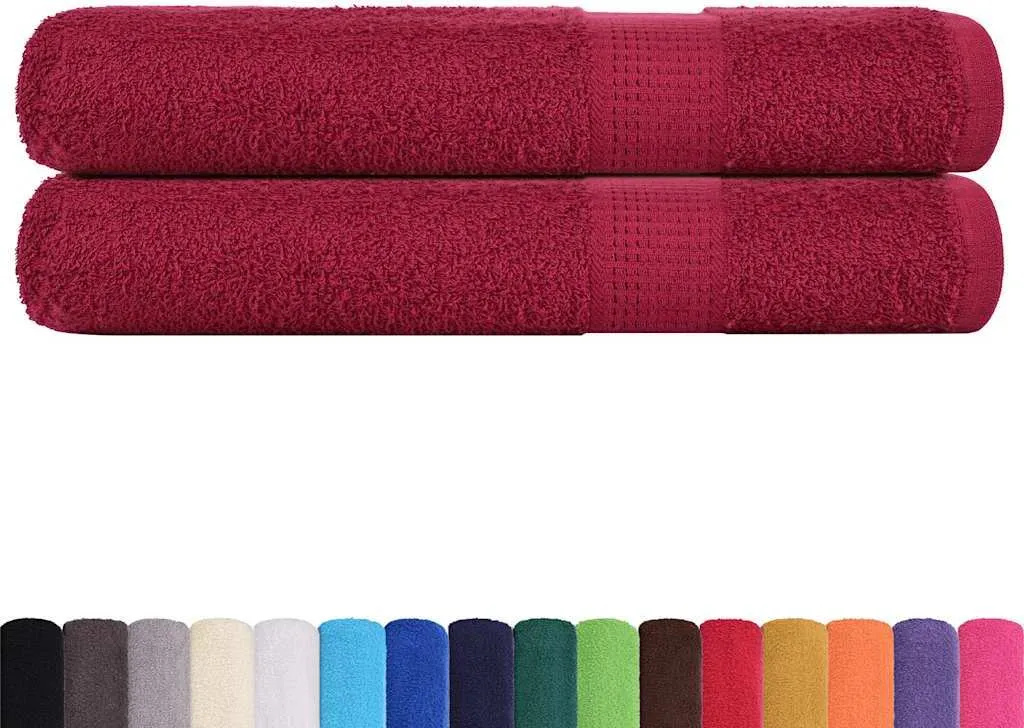 Set 2 Asciugamani Sauna Professionale vidaXL Cotone 80x200 Bordeaux