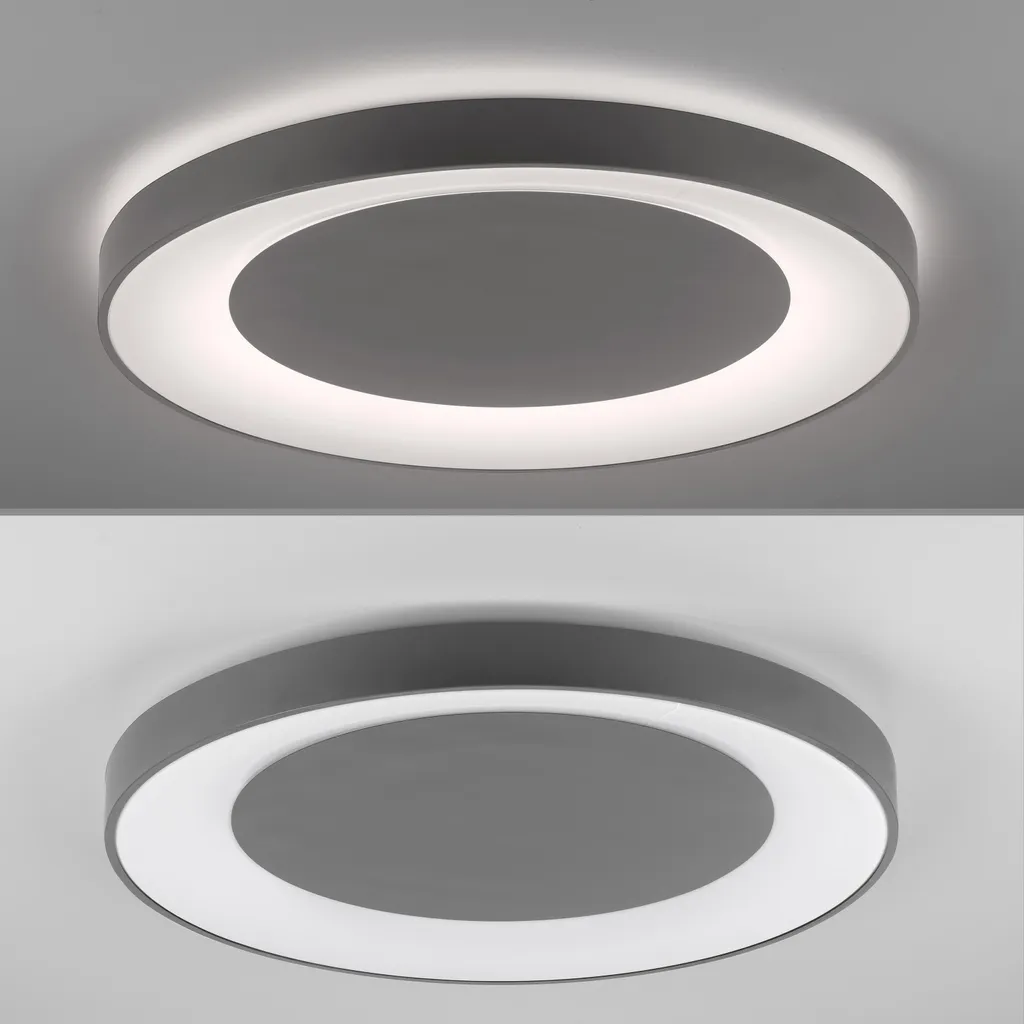 Plafonnier LED 6600lm ultra puissant, intensité CCT ajustable, gris 54W