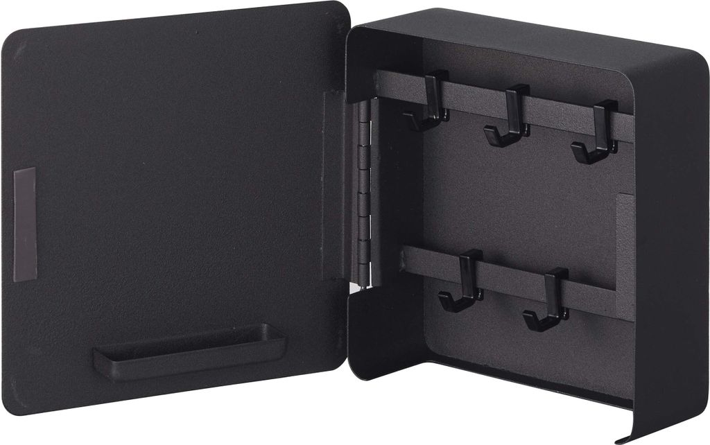YAMAZAKI Home Tower - Organizer Magnetico Da Ingresso - 2 Ripiani E 4 Ganci - Per Guanti, Chiavi, Borse - Acciaio - Dimensioni 13,5x25x21 Cm - Design Giapponese