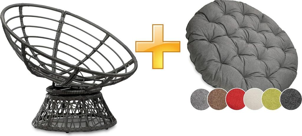 sunnypillow Papasansessel | Rattansessel mit Kissen rund Produktbild 