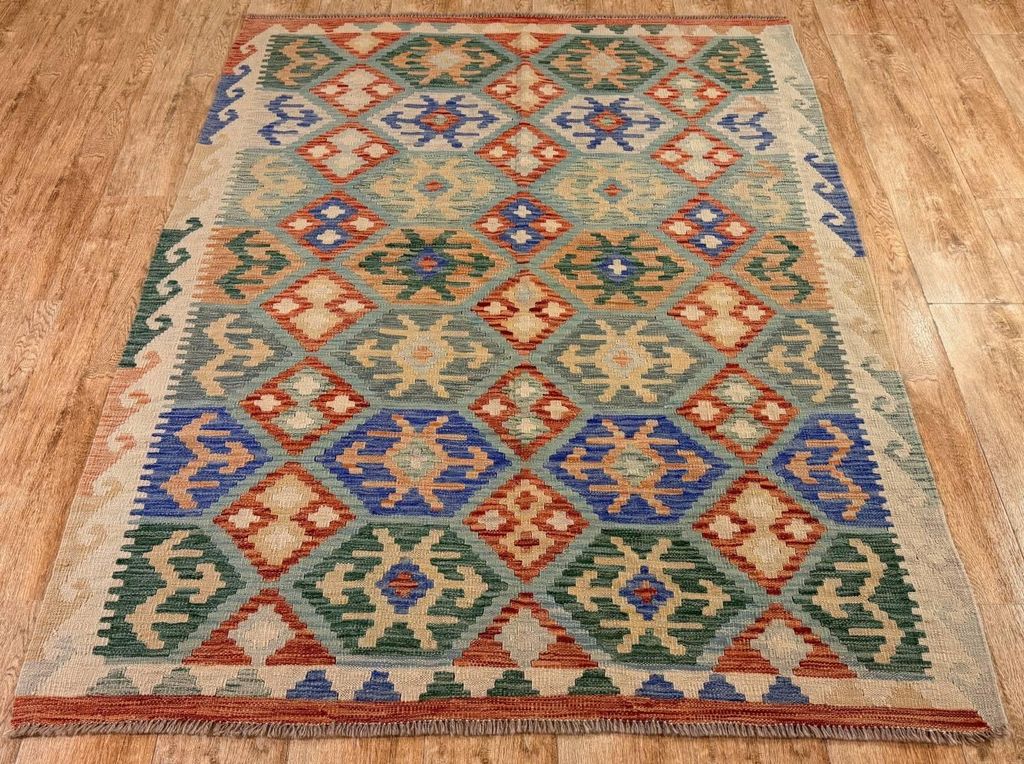 Teppich KELIM ORIGINAL | Farbe: Multi; Größe: 153x194 cm | strapazierfähig und leicht zu reinigen | Wohnzimmer | Schlafzimmer