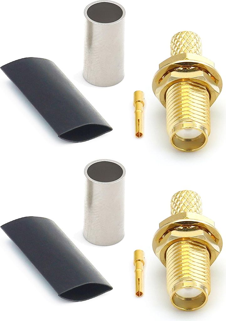 SMA Buchse RG58 LMR195 RG303 RG141 RG142 RG400 RF-Crimp-Koaxialkabelstecker, vergoldet (2er-Pack)