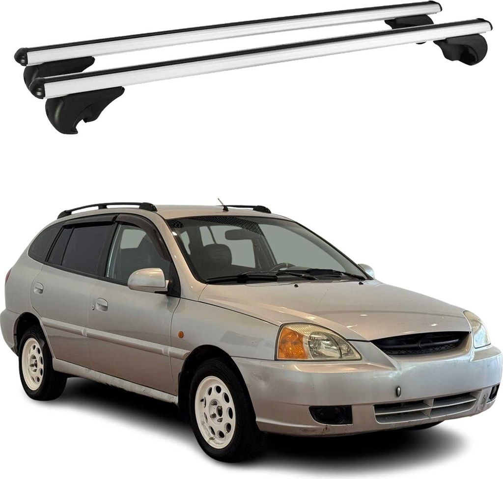 Dachträger Grundtäger für Kia Rio 2000-2005 75kg Aluminium Silber 2 tlg