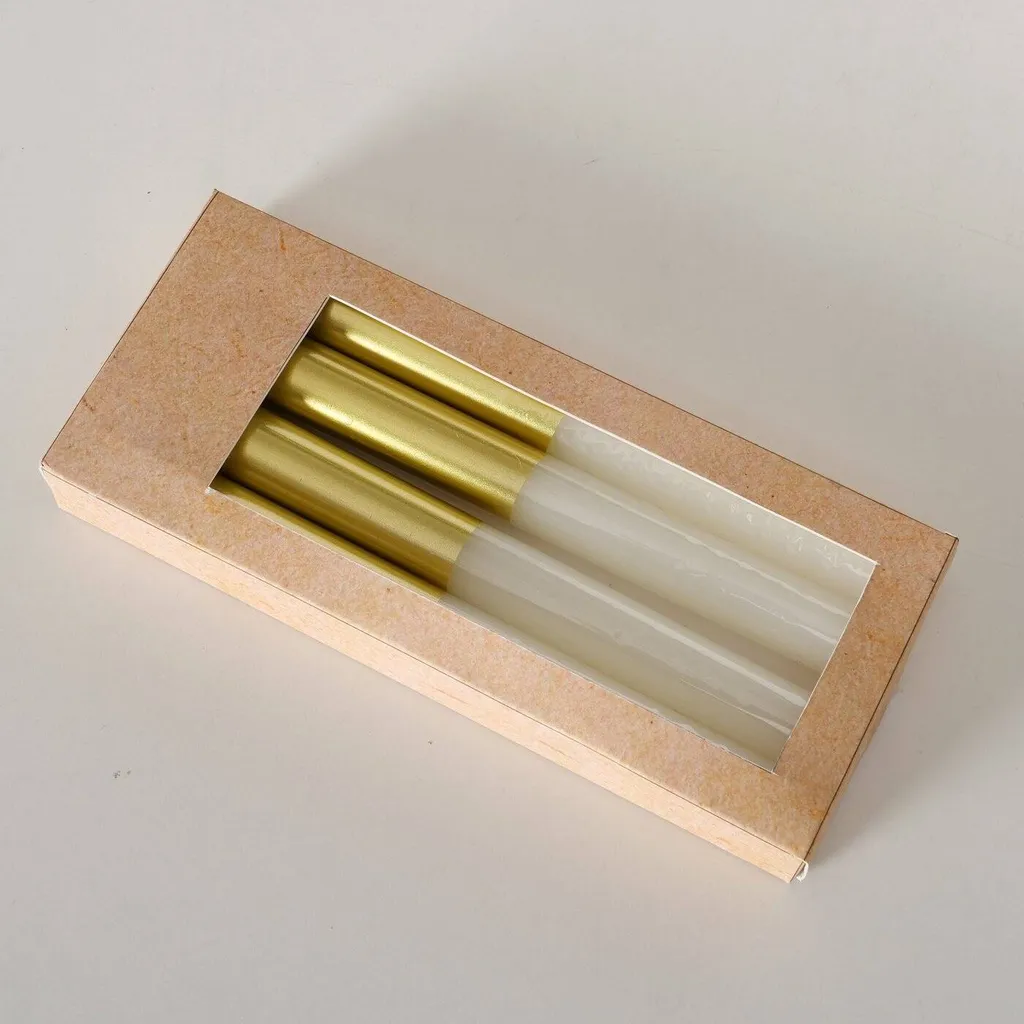 Set 4 Candele Colorate con Vassoio Oro - Arredo Casa Elegante Online - 2