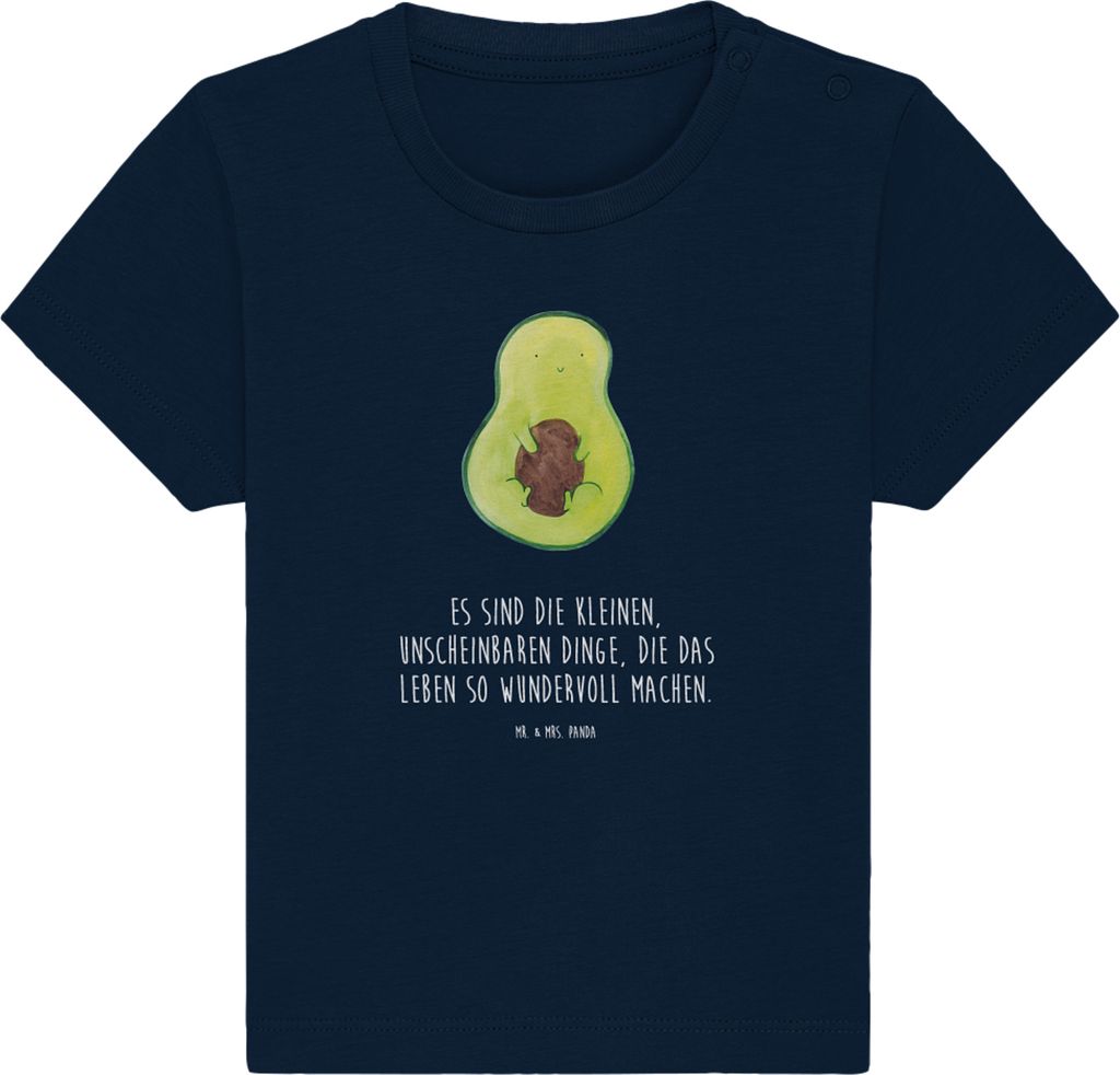Mr. & Mrs. Panda Babyshirt Avocado Kern 6. - 12. Monat - French Navy - Geschenk, Baby Kurzarmshirt, Spruch Leben, T-Shirt, Baumwolle Shirt, Frucht,...