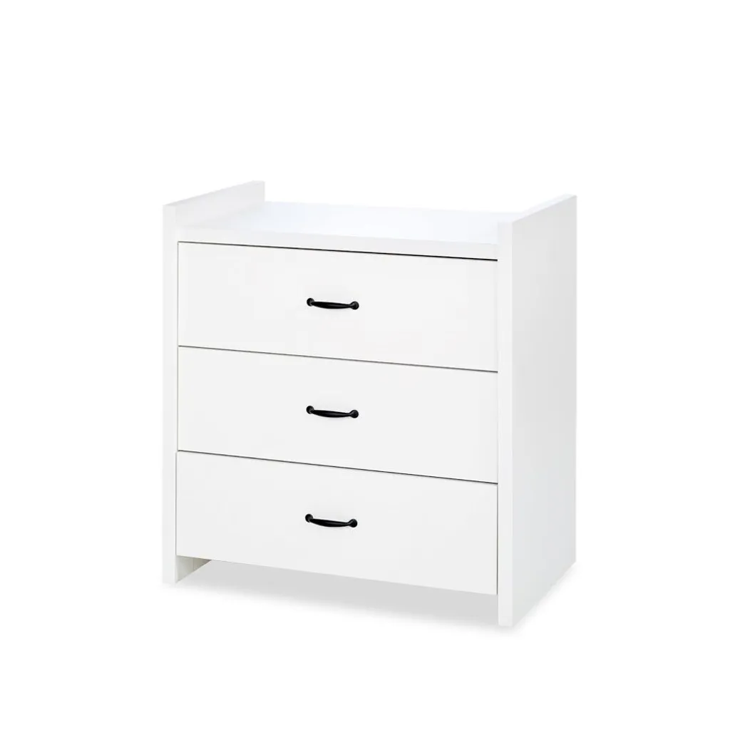 Ranger facilement avec la commode ALABANA blanche à tiroirs coulissants