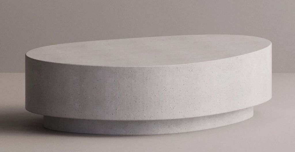 Casa Padrino Luxus Beton Couchtisch Weiß 142 cm - Wohnzimmer & Garten Möbel