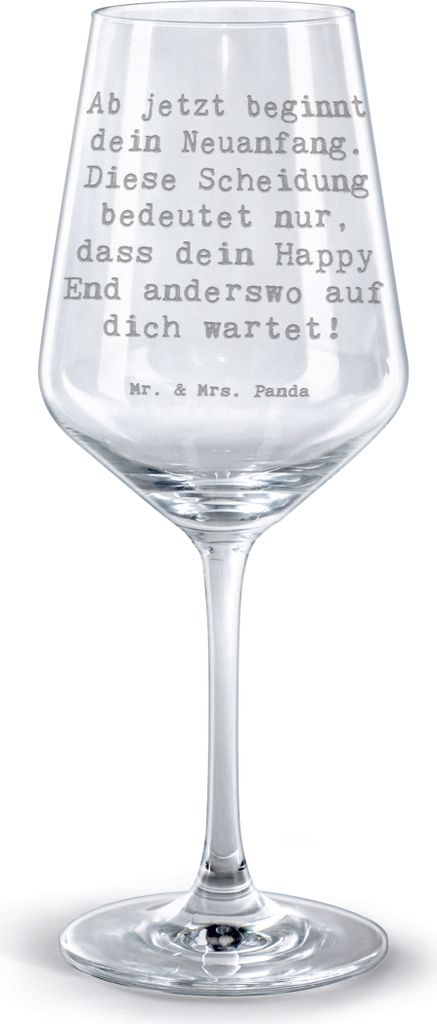 Mr. & Mrs. Panda Weinglas Spruch Neuanfang Scheidung - Transparent - Geschenk, Kelch, inspirierende Zitate, Heirat, graviertes, neues Leben, Rotwei...