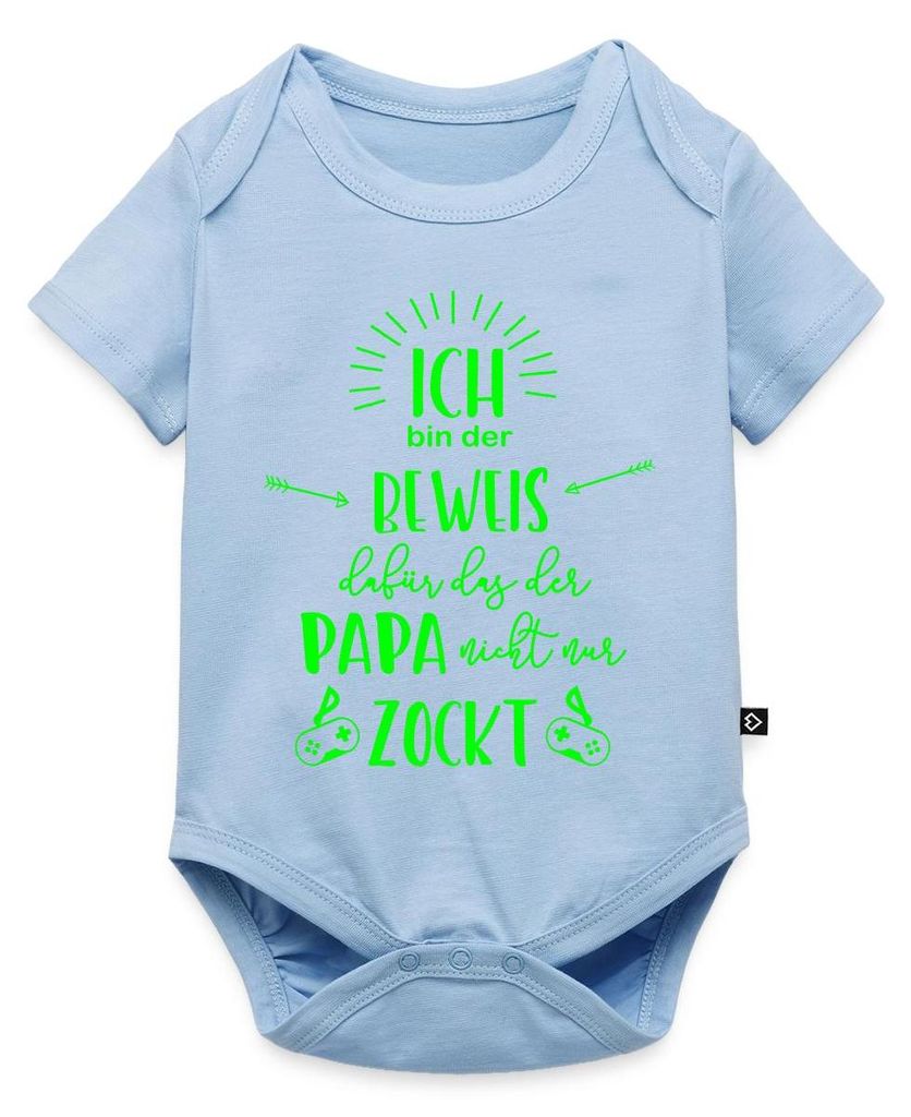 Spreadshirt Der Beweis Dass Der Papa Nicht Nur Zockt Kurzarm Tages Baby Body, 92 (1,5 - 2 Jahre), Hellblau
