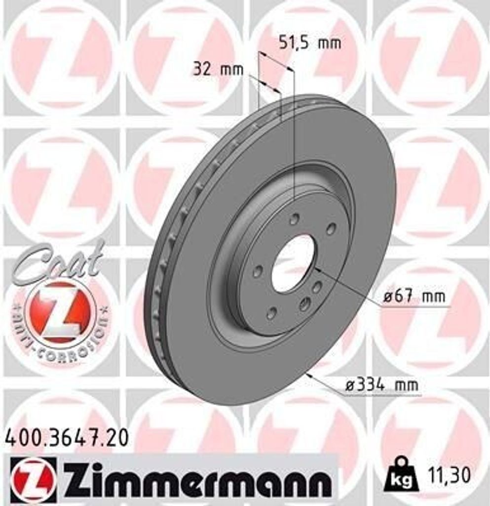 ZIMMERMANN 400.3647.20 - Bremsscheibe für SL (R129)