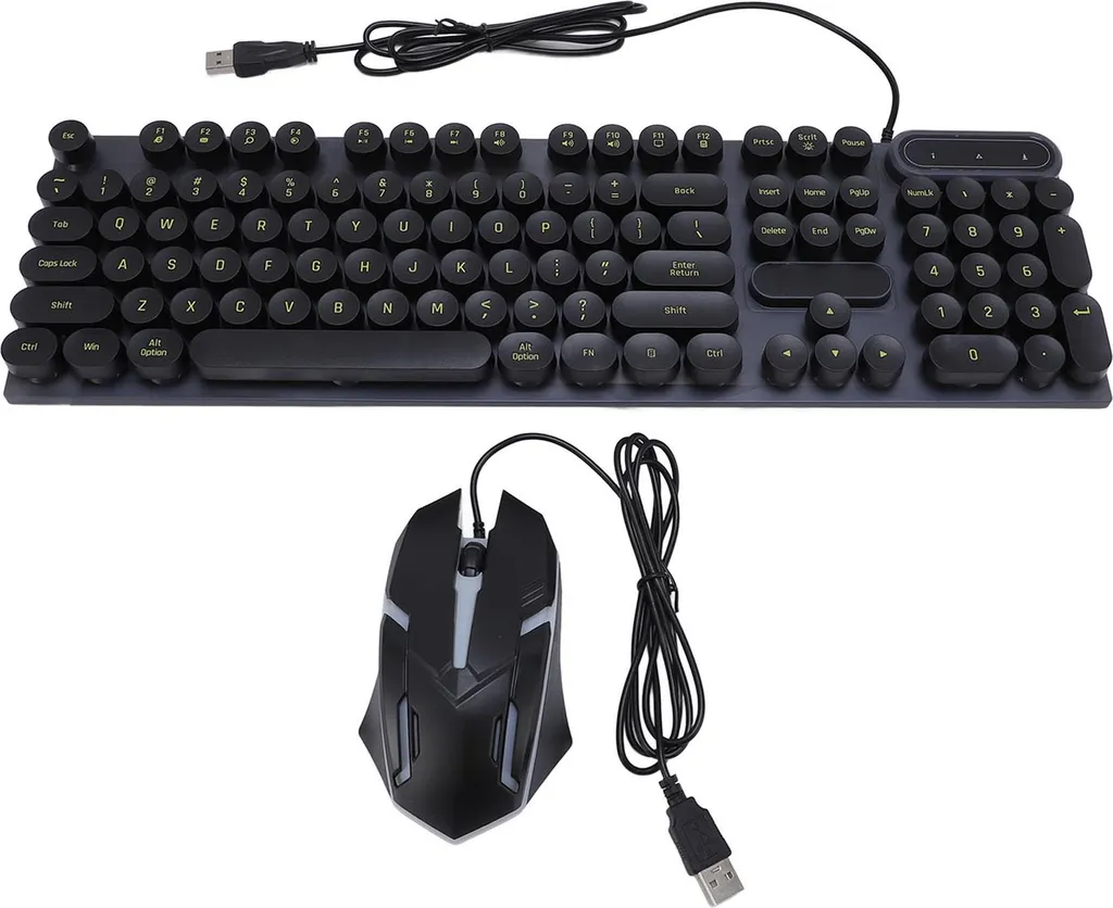 Combo Clavier Souris Filaire pour Télétravail et Gaming Design Vintage