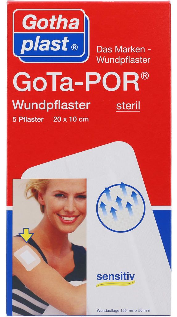 GoTa-POR Wundpflaster steril 20 x 10 cm, 5 St. Pflaster