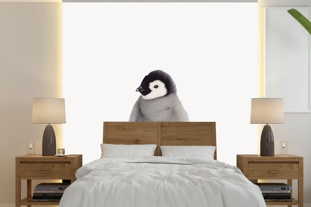 MuchoWow Fototapete für Wohnzimmer oder Schlafzimmer Wandtapete Vinyl Motivtapete Pinguin - Tiere - Baby - 350x350 cm - Schlafzimmertapete