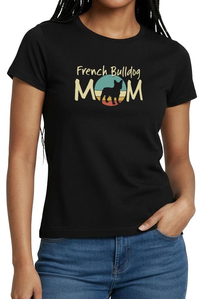 Spreadshirt French Bulldog Mom | Hunde Mama Frauen T-Shirt, S, Schwarz