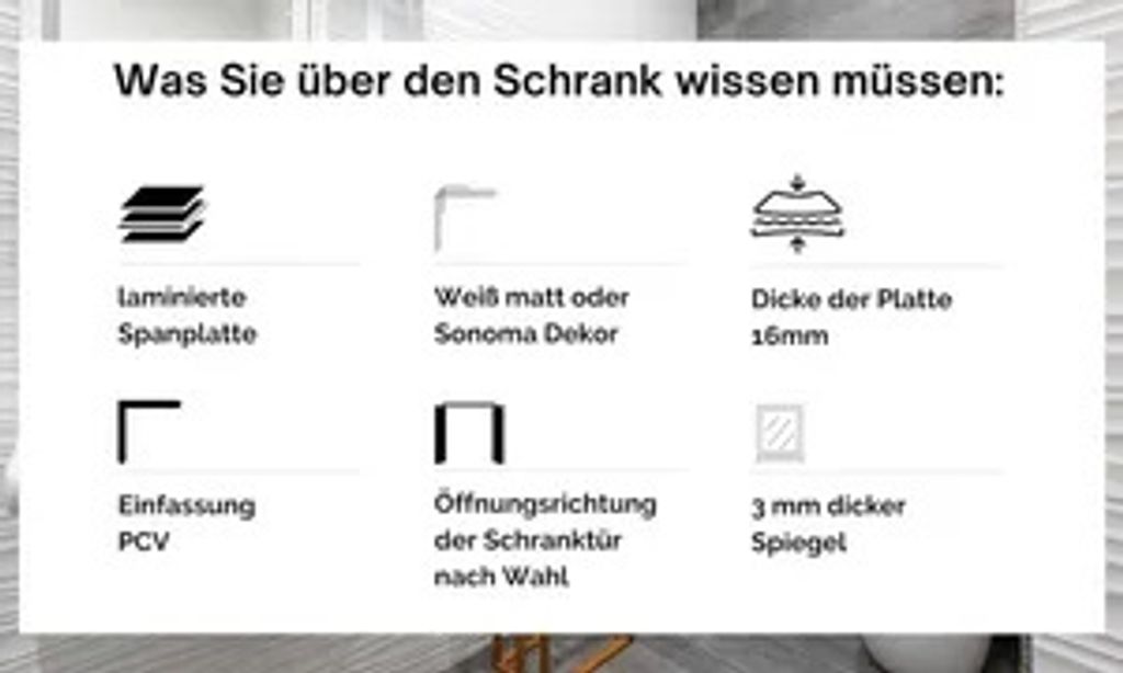Spiegelschrank Schwarz Matt - 50x60x14 cm - Produktbild 9
