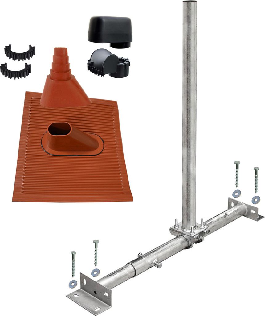 PremiumX X100-48F Dachsparrenmasthalter feuerverzinkt ALU-Ziegel Set rot