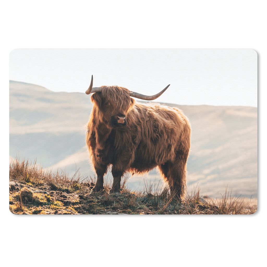 MuchoWow Mauspad Mousepad Schottische Highlander - Tiere - Ländlich - Landschaft - Kuh - Natur 27x18 cm - Mousepads - Maus Mat - Pad - Mausunter...