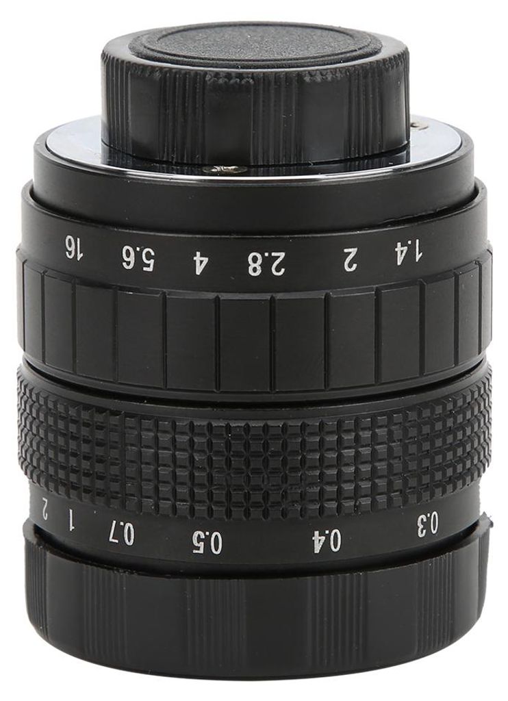 50 mm F1,4 C-Mount-Objektiv, verwendet mit Adapterring für spiegellose Canon-Kameras, Schwarz