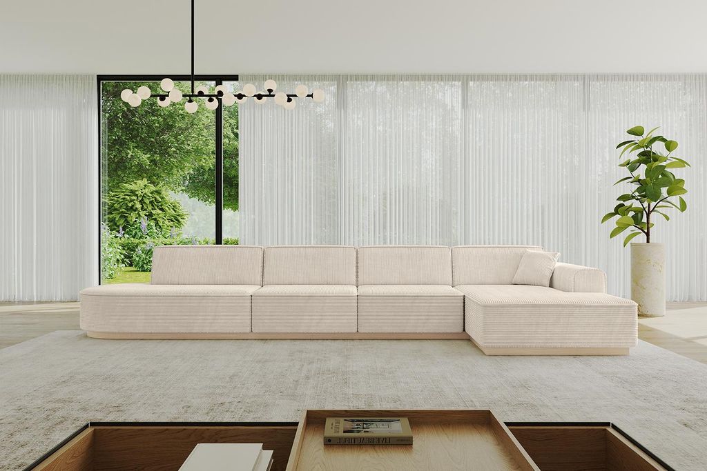 ALTDECOR Ecksofa in L-Form IREA-L3 412x165x80 cm Beige Corner Sofa Eckcouch Couch Wohnlandschaft Cauchsofa