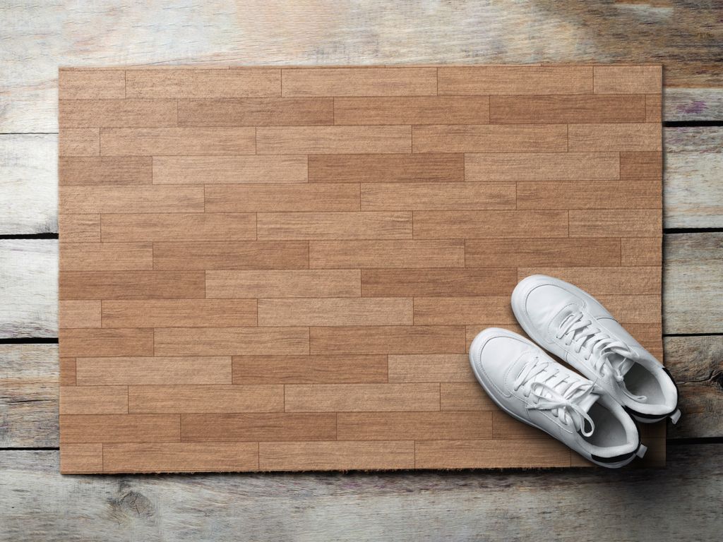 Fußmatte Aussen - Schuhmatte Haustür- Schmutzfangmatte Türvorleger - Outdoor Teppich Schmutzfänger - 60x40 cm - Holzboden